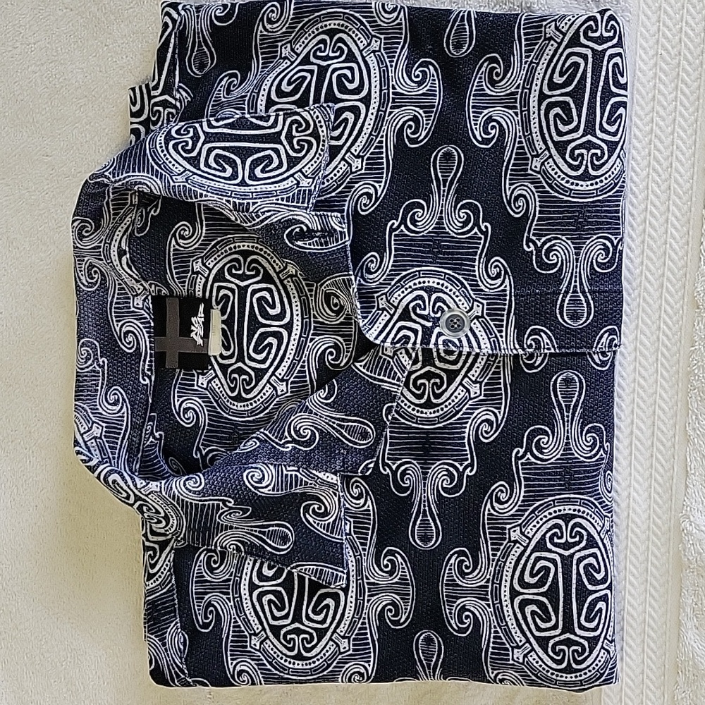 No Fear Men's Short Sleeve Shirt. Navy Blue/White Design. Great Condition. Lg - Picture 7 of 9